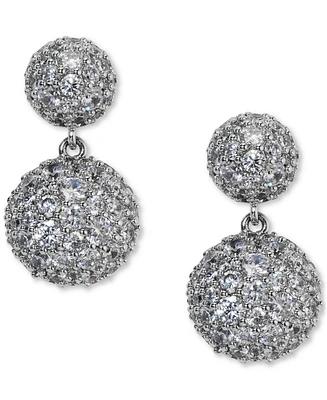 Eliot Danori Silver-Tone Cubic Zirconia Pave Double Drop Earrings, Created for Macy's