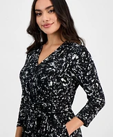 I.n.c. International Concepts Petite Printed Long-Sleeve Faux-Wrap Jumpsuit, Exclusively at Macy's