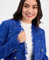 I.n.c. International Concepts Petite Tweed Collarless Blazer, Exclusively at Macy's