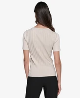 Karl Lagerfeld Paris Women's Ribbed Short-Sleeve Sweater