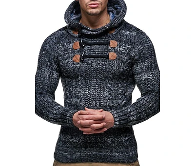 Leif Nelson Men's Men s Knitted Pullover | Long-sleeved slim fit hoodie | Basic winter hoodie-sweater for Men