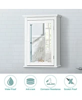 Sugift Bathroom Mirror Cabinet Wall Mounted Adjustable Shelf Medicine Storage-White