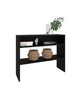 Depot E-Shop Saxman Library Desk with 2 Shelves and Legs, Black