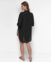 Dkny Women's Gauze Collared Button-Front Beach Shirt