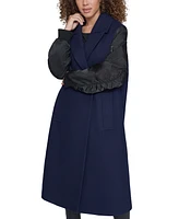 Karl Lagerfeld Paris Women's Double-Breasted Notch-Collar Coat
