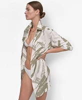 Dkny Women's Gauze Collared Button-Front Beach Shirt