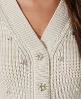 Astr the Label Women's Delsie Embellished Button-Front Cardigan