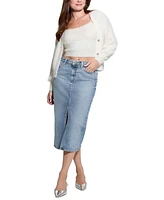 Guess Women's Mila Front-Slit Denim Midi Skirt