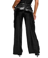 Guess Women's Jolie High-Rise Velvet Cargo Pants