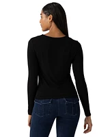 Sanctuary Women's Asymmetrical-Neck Long-Sleeve Top