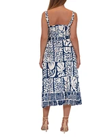 julia jordan Women's Printed Tie-Waist Sleeveless Midi Dress