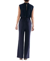 julia jordan Women's Chiffon-Top Tie-Waist Jumpsuit