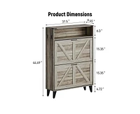 gaomon Shoe Cabinet Storage for Entryway, Hidde Large Capacity Freestanding Shoe Organizer with 2 Flip Drawers, Adjustable Shelf, Narrow Farmhouse Sho