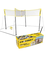 Crossnet Four Square Volleyball Net and Game Set with Carrying Backpack & Ball