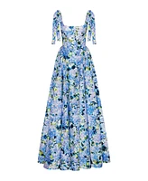 Milla Women's Blue Hydrangea Strapped Maxi Dress