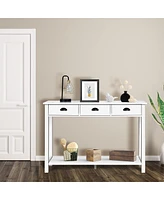 Sugift Wooden Console Table with 3 Drawers and 2-Tier Shelves