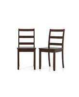 Sugift Set of 2 Wood Dining Chairs with Solid Rubber Wood Legs-Brown