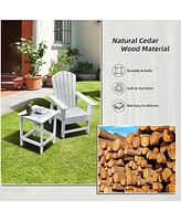 Sugift 15 Inch Patio Square Wooden Slat End Side Coffee Table for Garden-White