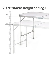 Sugift Height Adjustable Folding Camping Table-Gray