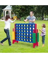 Sugift Jumbo 4-to-Score Giant Game Set with 42 Jumbo Rings and Quick-Release Slider-Red