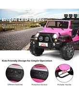 Sugift 12V 2-Seater Ride on Car Truck with Remote Control and Storage Room-Pink