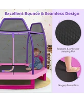 Sugift 7 Feet Kids Recreational Bounce Jumper Trampoline-Pink