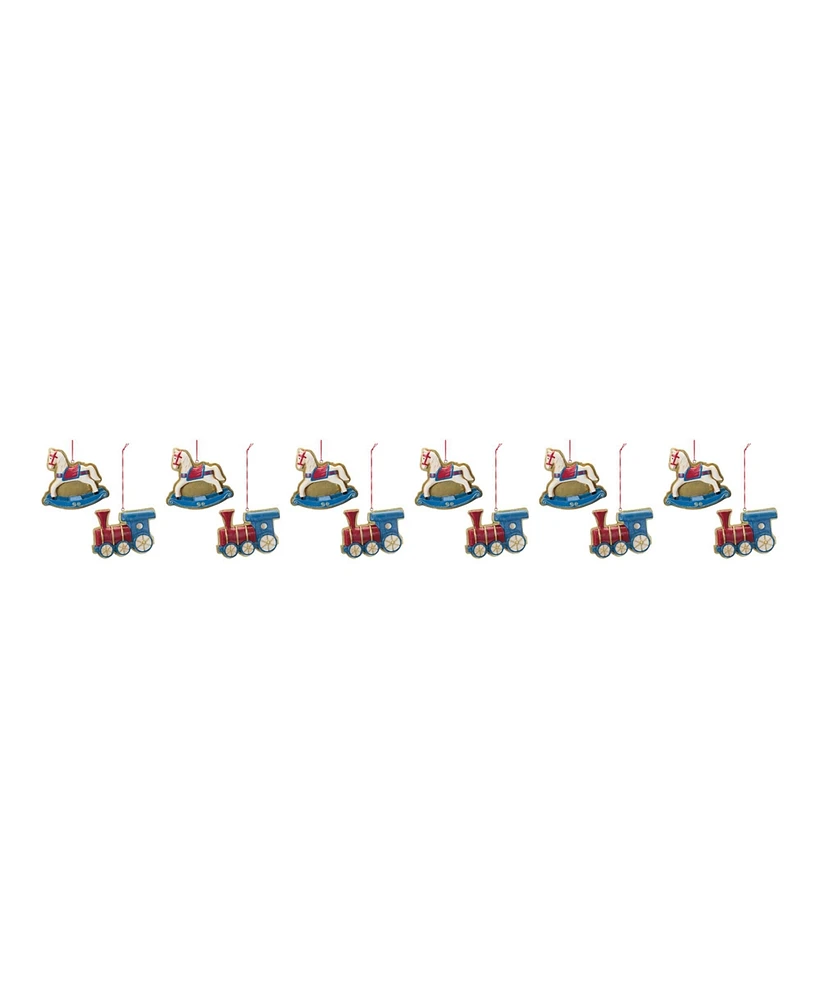 Slickblue Rocking Horse And Toy Train Ornament (Set of 12)