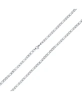 Bling Jewelry Slender Solid Figaro Chain Necklace Link Stainless Steel 4.5MM