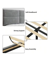 gaomon Full/Queen/King Bed Frame Upholstered Platform, Bed Frame With Square Velvet Headboard, Wooden Slats Support, Non-Slip And Noise-Free