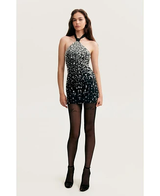 Milla Women's Striking Halterneck Crystal-Embellished Mini Dress