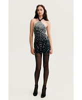 Milla Women's Striking Halterneck Crystal-Embellished Mini Dress, Xo