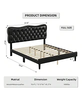 gaomon Full/Queen/King Size Bed Frame Faux Leather Upholstered Platform Bed With Button Tufted And Adjustable Headboard, Heavy Duty Mattress Foundatio