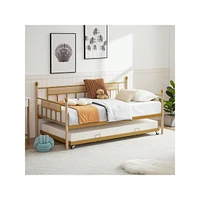 gaomon Metal Framed Daybed With Trundle Twin Size, Sofa Bed Frame, Stable Steel Slats Support, No Box Spring Needed, Easy Assembly, For Indoor Living