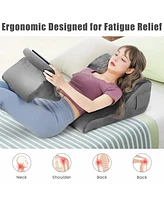 Sugift Bed Wedge Pillow with Tablet Pillow Stand and Side Pockets-Gray