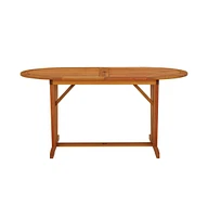 vidaXL Patio Table 63"x33.5"x29.5" Solid Wood Eucalyptus