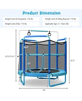 Gymax 5FT Kids 3-in-1 Game Seamless Trampoline W/ Enclosure Net Spring Pad In/ Outdoor