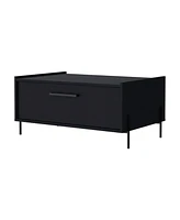 Fm Furniture Glendale Coffee Table with Flip-Down Door in Melamine, Black