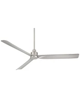 Casa Vieja 60" Sailplane Modern Industrial Indoor Outdoor Ceiling Fan 3 Blade Remote Control Silver Finish Blades Bedroom Patio Living Room Kitchen Po