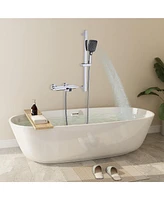 Mondawe Chrome Plated 2-Functiom Tub and Shower Faucet with Rough-in Value and 4.93GPM Waterfall Spout