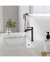 Mondawe Single Handle Single Hole Bathroom Faucet Modern Brass Bathroom Basin Faucets Matte Black