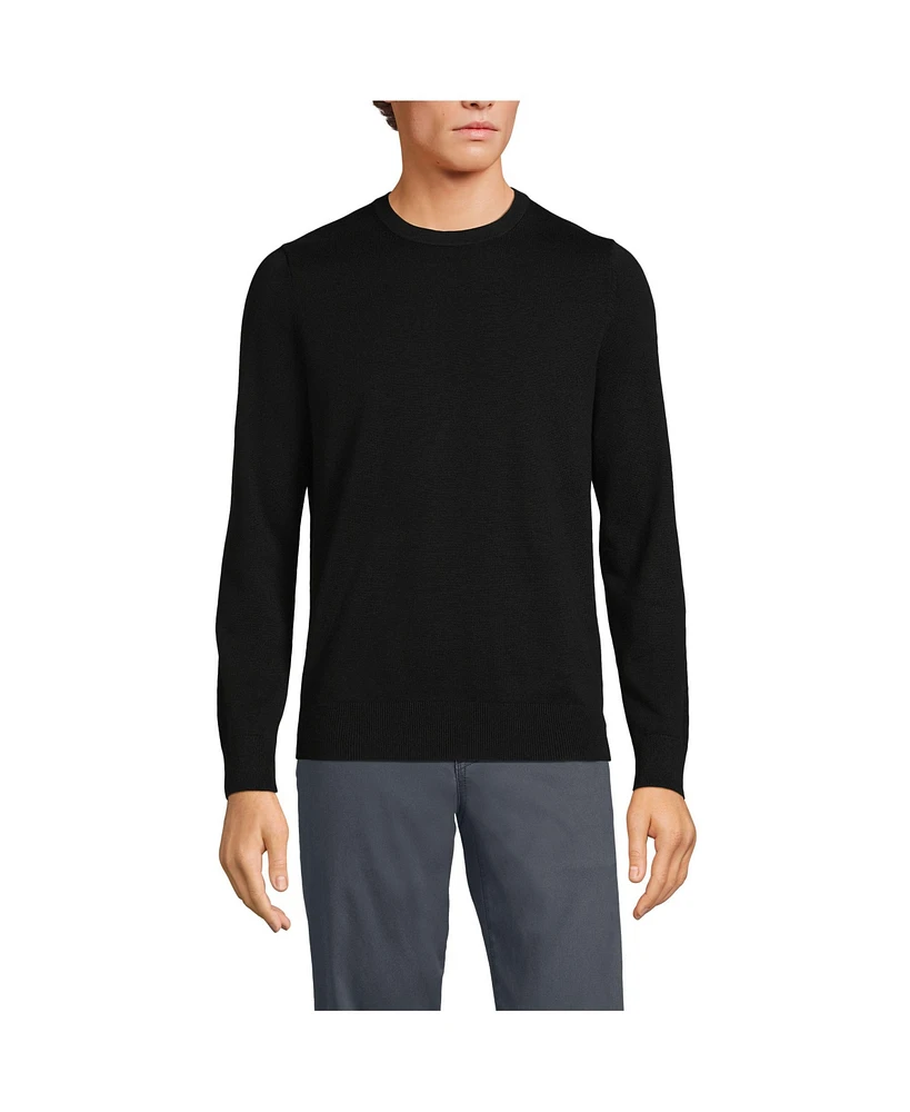 Lands' End Big & Tall Fine Gauge Cotton Crew Neck Sweater