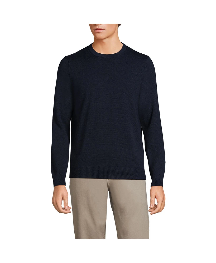 Lands' End Big & Tall Fine Gauge Cotton Crew Neck Sweater