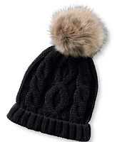 Lands' End Girls Faux Fur Pom Hat