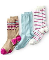 Lands' End Women's 3-Pack Patterned Crew Socks