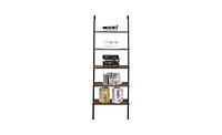 Slickblue Industrial Wall-Mounted Bookcase 5-Tier Open Ladder Shelf with Metal Frame for Stylish Storage