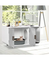 Gouun Cat Litter Box Enclosure Furniture with Removable Mat