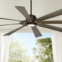 70" Defender Large Farmhouse Rustic Indoor Outdoor Ceiling Fan 8 Blade Led Light Remote Control Oil Rubbed Bronze Motor Oak Finish Blades Bedroom Pati