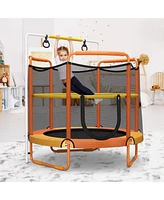 Gymax 5FT Kids 3-in-1 Game Trampoline Seamless W/ Enclosure Net Spring Pad In/ Outdoor