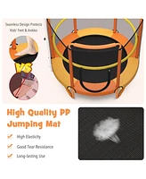 Gymax 5FT Kids 3-in-1 Game Trampoline Seamless W/ Enclosure Net Spring Pad In/ Outdoor