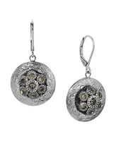 2028 Silver-Tone Crystal Round Drop Earrings